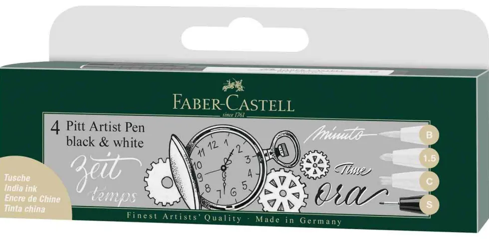 Zestaw pisaków Pitt Artist Pen Black & White - Faber-Castell - 4 szt.