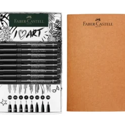 Zestaw pisaków Pitt Artist Pen ze szkicownikiem - Faber-Castell - 9 szt.