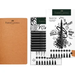 Zestaw pisaków Pitt Artist Pen ze szkicownikiem - Faber-Castell - 9 szt.