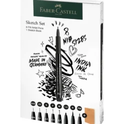 Zestaw pisaków Pitt Artist Pen ze szkicownikiem - Faber-Castell - 9 szt.