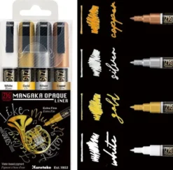 Zestaw pisaków ZIG Cartoonist Mangaka Opaque Liner - Kuretake - 4 szt.