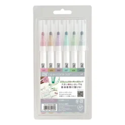 Zestaw pisaków Zig Clean Color Dot - Kuretake - Mild Smoky, 6 kolorów