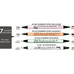 Zestaw pisaków Zig Twin Black Marker - Kuretake - 4 szt.