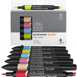 Zestaw Promarker Brush - Winsor & Newton - Mid Tones, 6 szt.
