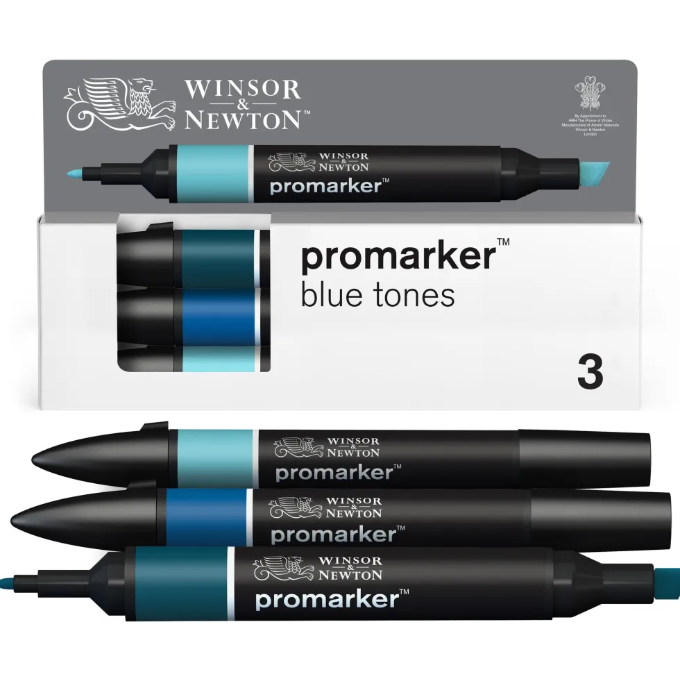 Zestaw Promarker - Winsor & Newton - Blue Tones, 3 szt.