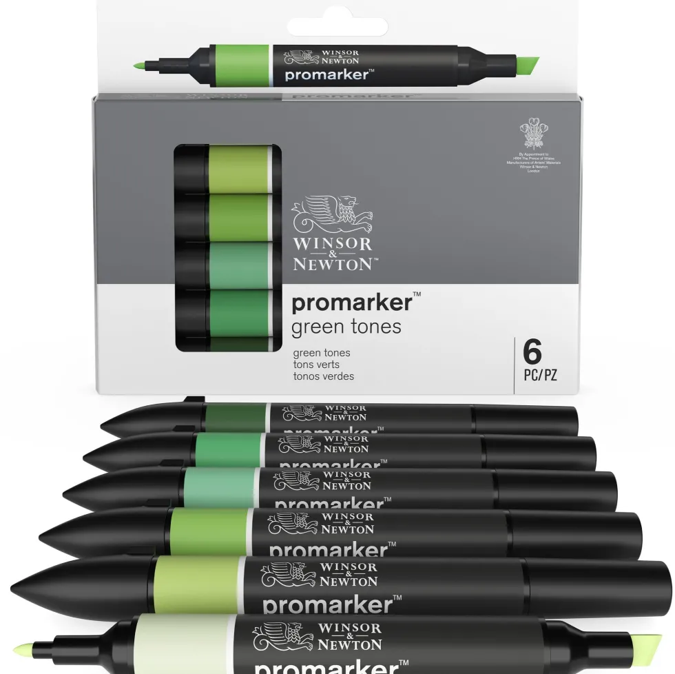 Zestaw Promarker - Winsor & Newton - Green Tones, 6 szt.
