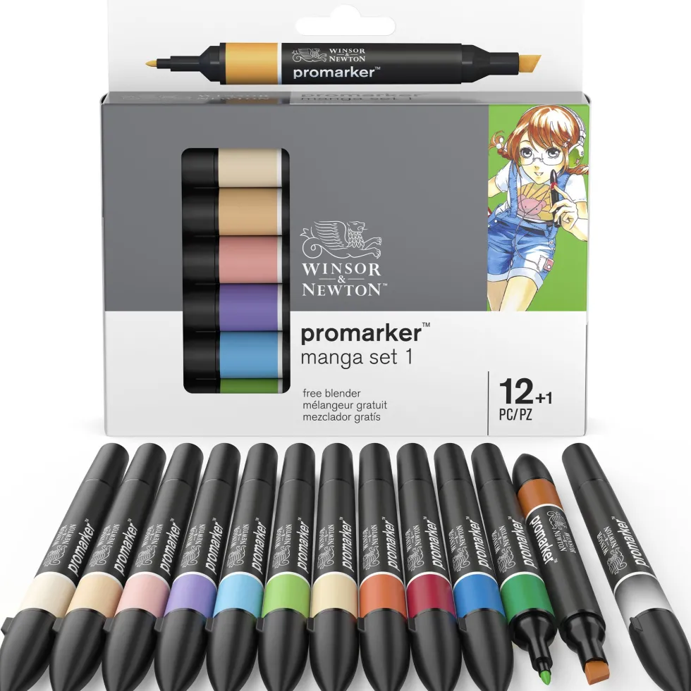 Zestaw Promarker - Winsor & Newton - Manga set 1, 12 + 1 szt.