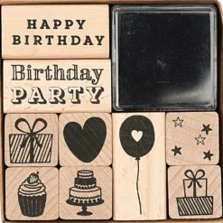 Zestaw stempli drewnianych Birthday - Paper Poetry - 9 szt.