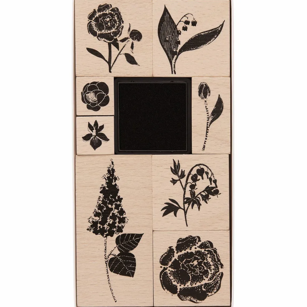 Zestaw stempli drewnianych Flowers - Paper Poetry - 9 szt.