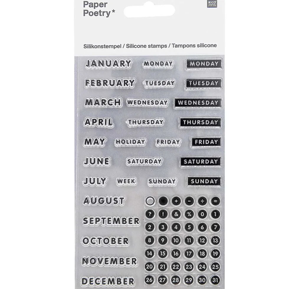Zestaw stempli silikonowych - Paper Poetry - Bullet Journal, litery drukowane