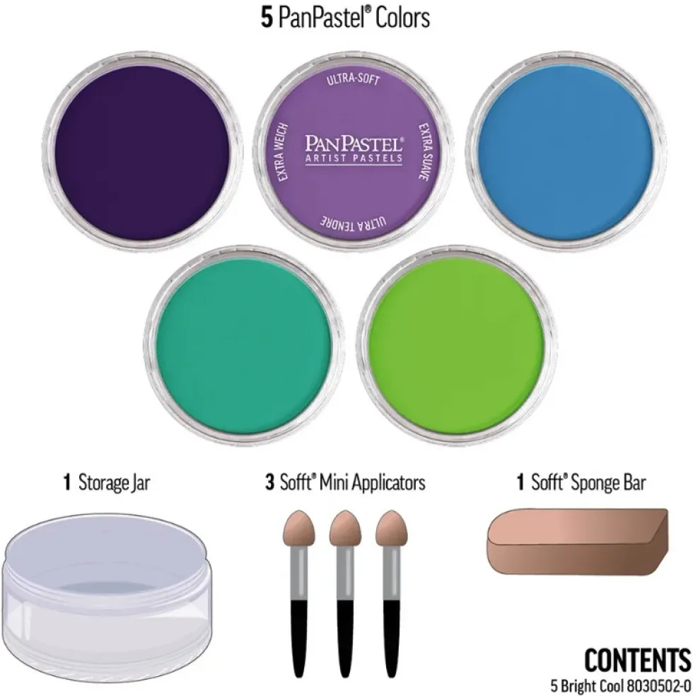Zestaw suchych pasteli PanPastel Bright Cool - 5 kolorów