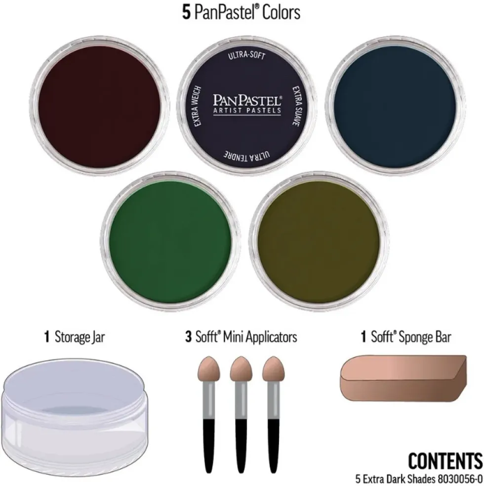 Zestaw suchych pasteli PanPastel Extra Dark Shades - 5 kolorów