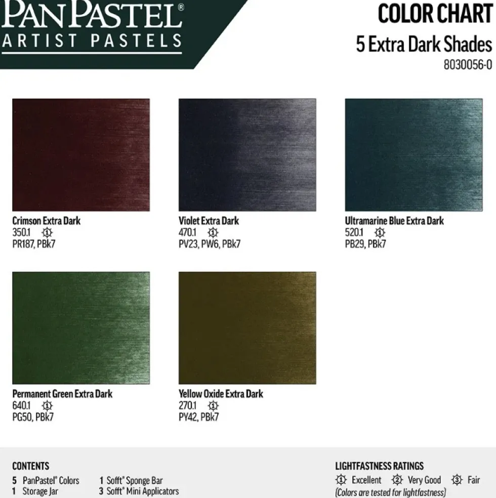 Zestaw suchych pasteli PanPastel Extra Dark Shades - 5 kolorów