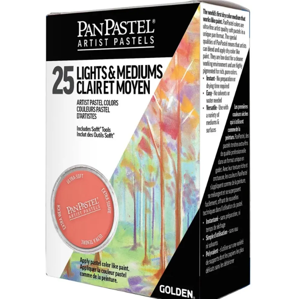 Zestaw suchych pasteli PanPastel Lights & Mediums - 25 kolorów