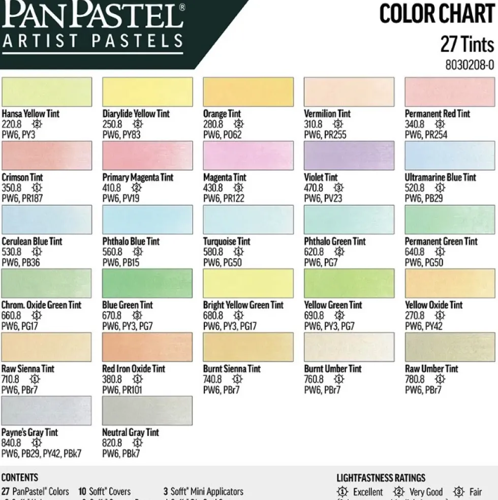 Zestaw suchych pasteli PanPastel Tints - 27 kolorów