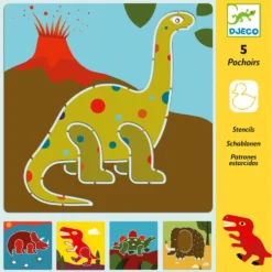 Zestaw szablonów do odrysowania - Djeco - Dinozaury, 5 szt.