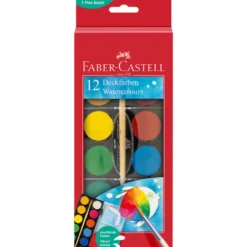 Zestaw szkolnych farb akwarelowych - Faber-Castell - duże, 12 kolorów