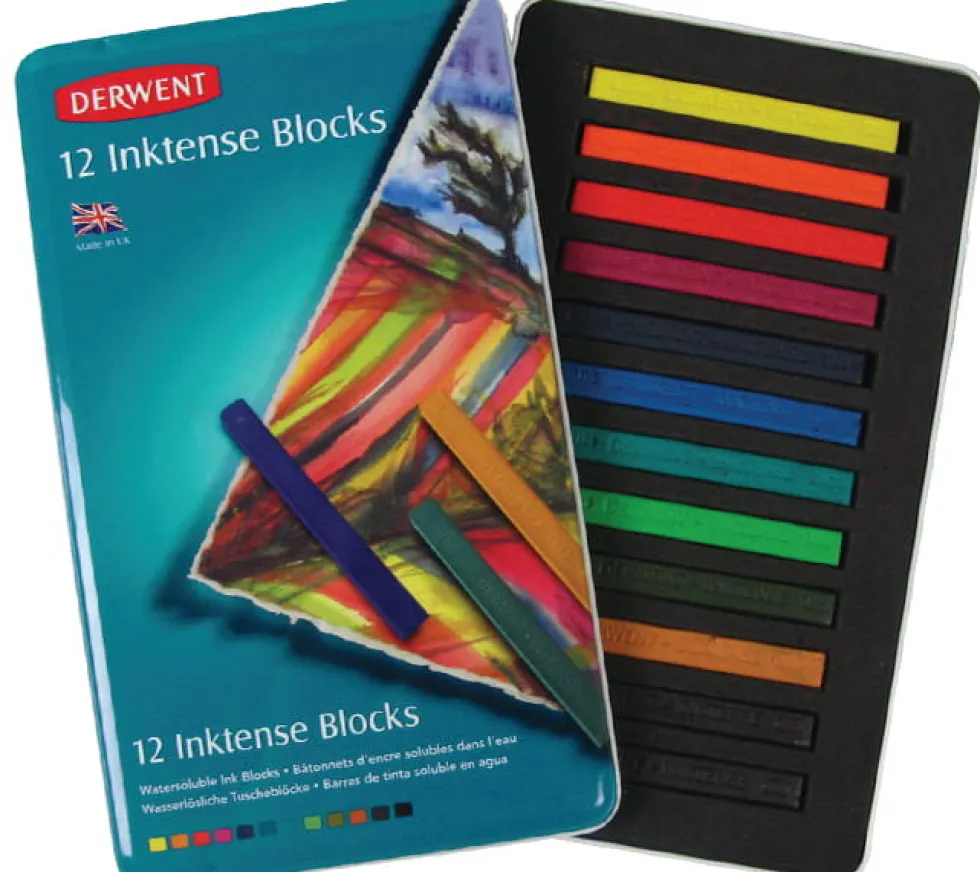 Zestaw sztyftów akwarelowych Inktense Blocks - Derwent - 12 kolorów