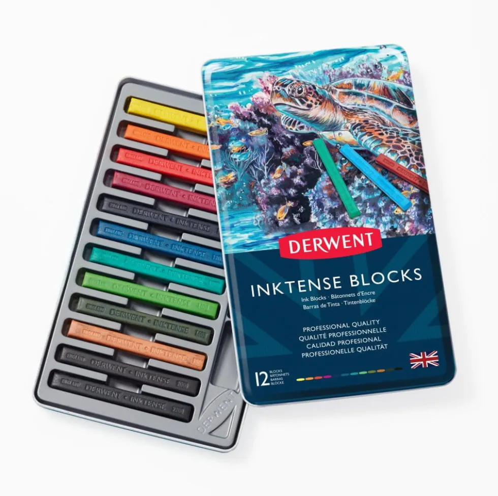 Zestaw sztyftów akwarelowych Inktense Blocks - Derwent - 12 kolorów