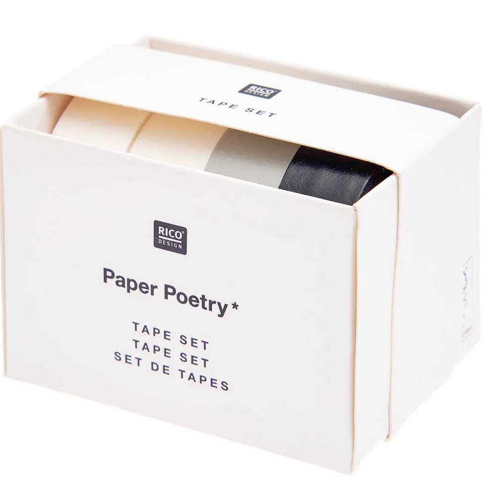 Zestaw taśm Black & White - Paper Poetry - 1,5 cm x 10 m, 4 szt.