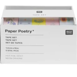 Zestaw taśm washi Futschikato Kwiaty - Paper Poetry - 15 mm x 10 m, 5 szt.