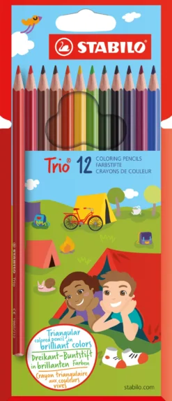 Zestaw trójkątnych grubych kredek Trio - Stabilo - 12 kolorów