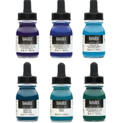 Zestaw tuszów akrylowych Aqua - Liquitex - 6 kolorów x 30 ml