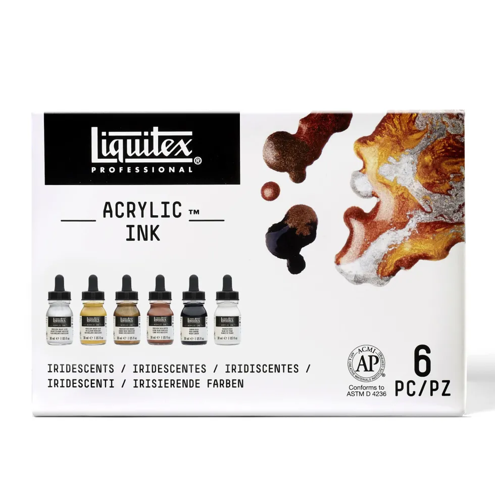 Zestaw tuszów akrylowych Iridescents - Liquitex - 6 kolorów x 30 ml
