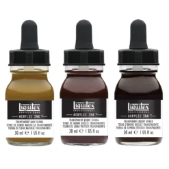 Zestaw tuszów akrylowych Transparent - Liquitex - 3 kolory x 30 ml