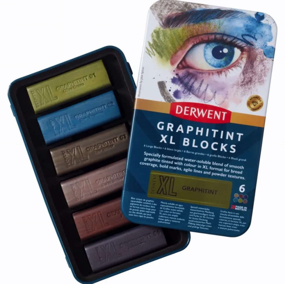 Zestaw tuszów akwarelowych Graphitint XL w sztyfcie - Derwent - 6 kolorów