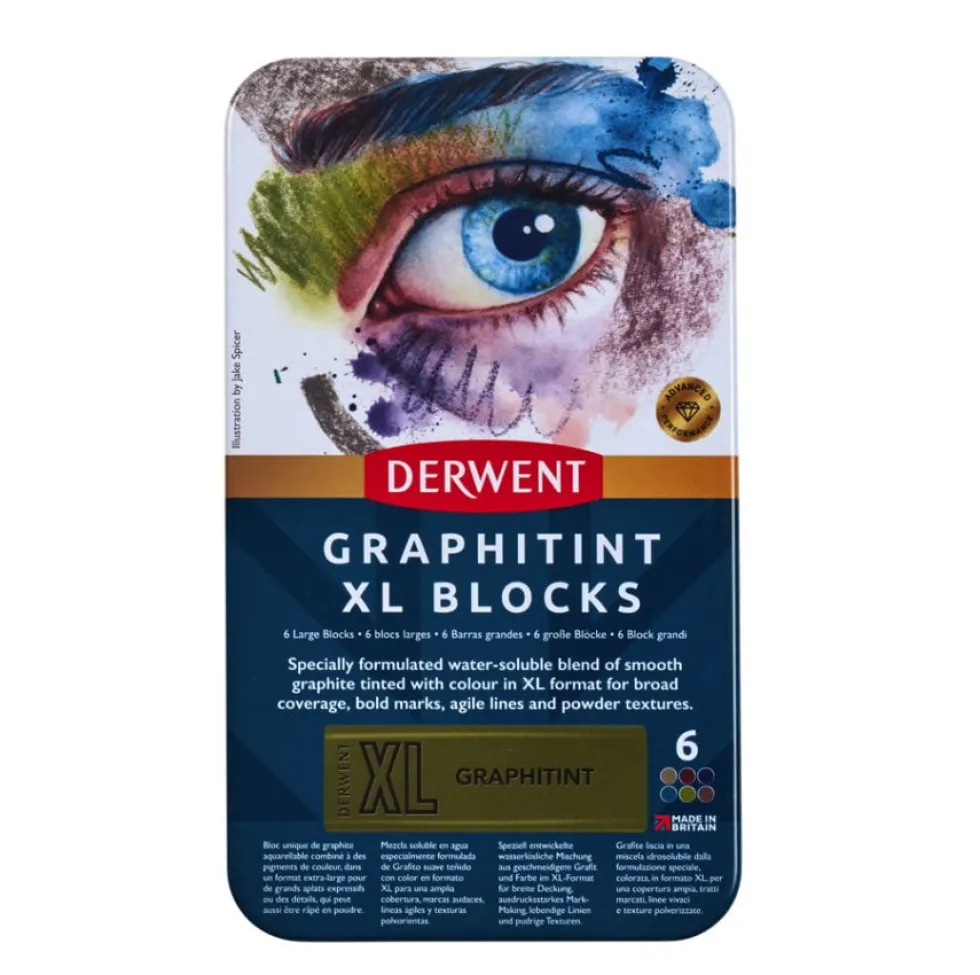 Zestaw tuszów akwarelowych Graphitint XL w sztyfcie - Derwent - 6 kolorów