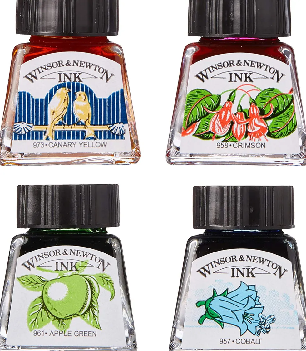 Zestaw tuszów rysunkowych - Winsor & Newton - Vibrant Tones, 4 szt.