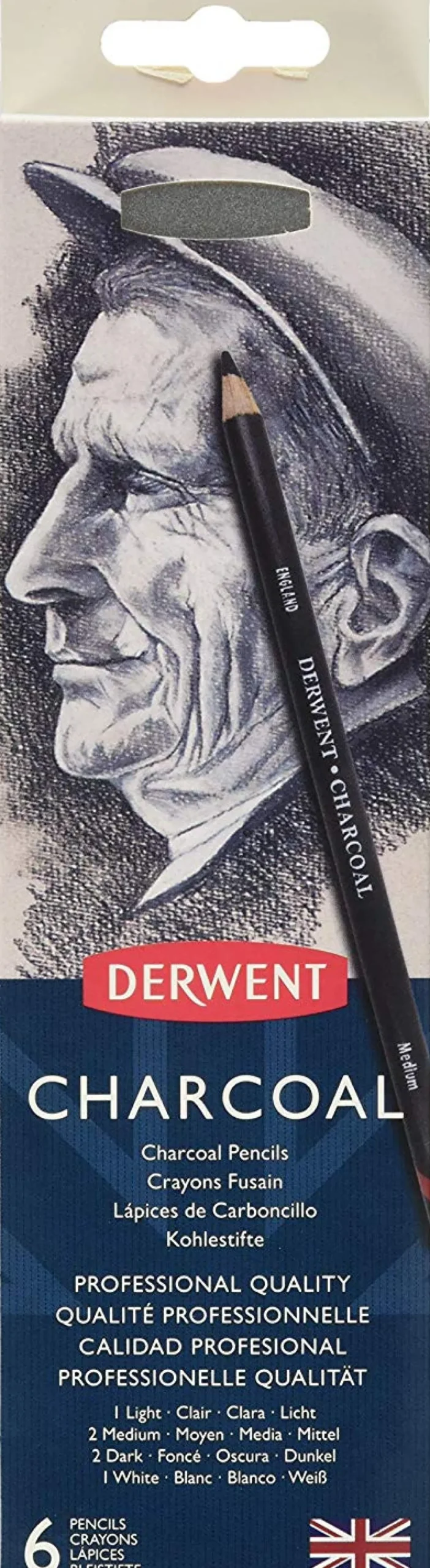Zestaw węgli w kredce w metalowym etui - Derwent - 6 szt.