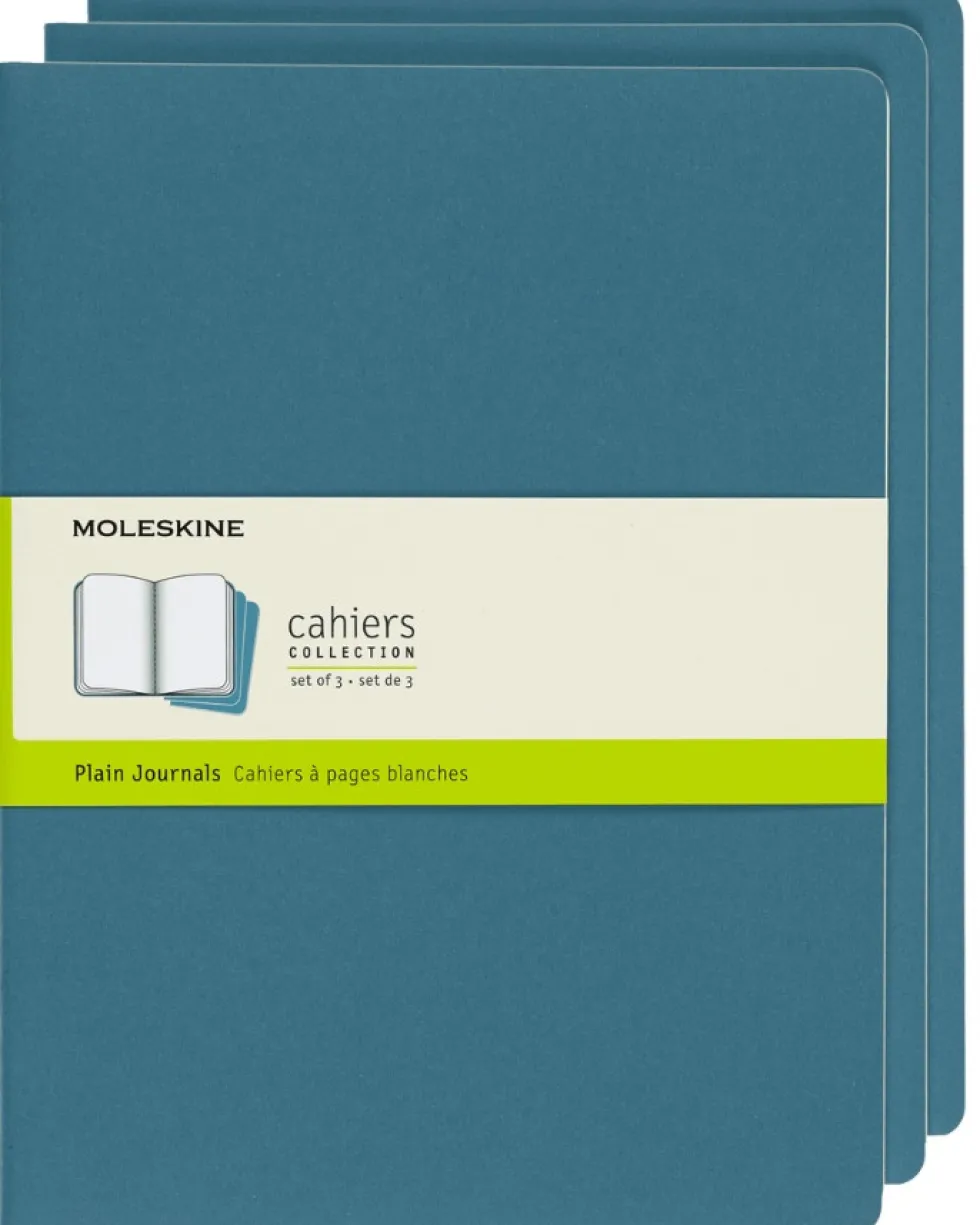 Zestaw zeszytów gładkich Cahier 19 x 25 cm - Moleskine - Brisk Blue miękka okładka
