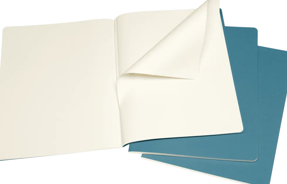 Zestaw zeszytów gładkich Cahier 19 x 25 cm - Moleskine - Brisk Blue miękka okładka