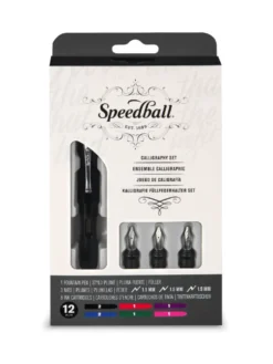 Zestaw z piórem wiecznym do kaligrafii - Speedball - 12 szt.