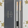 Zestaw z piórem wiecznym i długopisem Jotter w etui - Parker - Stainless Steel GT