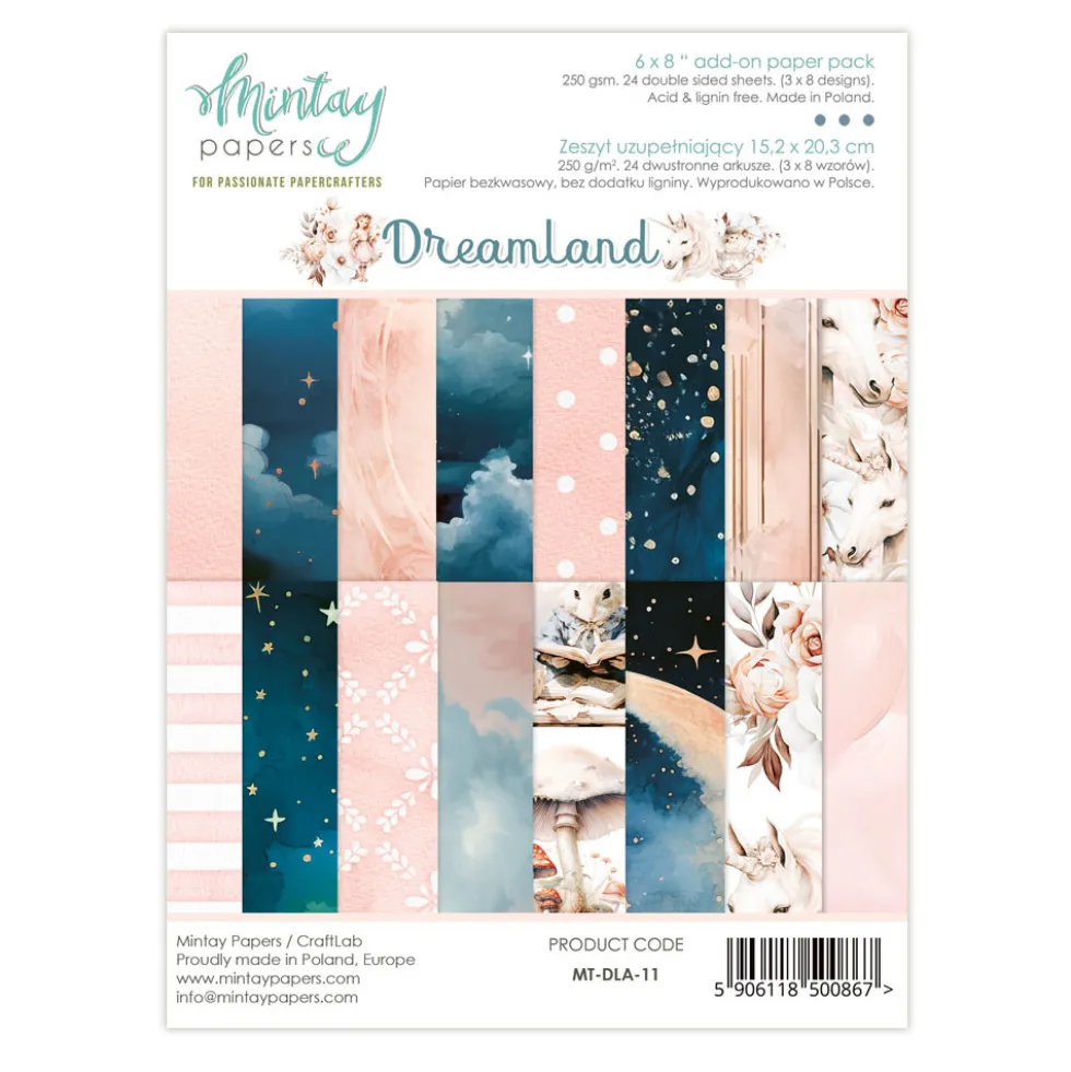 Zeszyt uzupełniający z papierami do scrapbookingu - Mintay - Dreamland