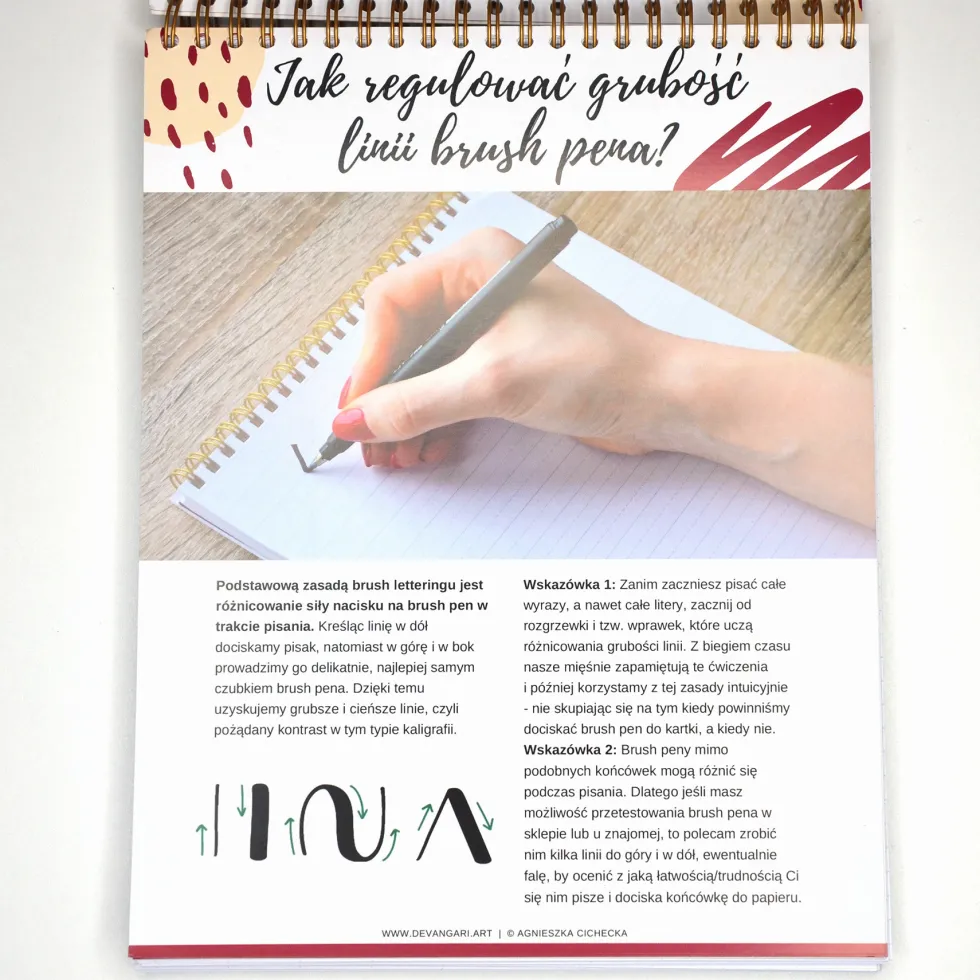 Zeszyt z ćwiczeniami do brush letteringu Flourishing, B5 - Devangari - 170 g/m2