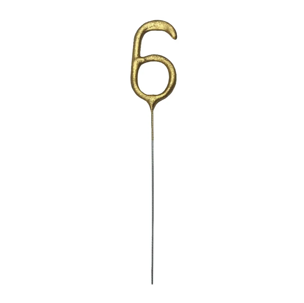 Zimne ognie Cyfra 6 - złote 15 cm